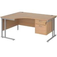 Dams International Left Hand Ergonomic Desk MC16ELP2SB 1,600 x 1,200 x 725 x 800 - 990 mm