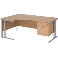 Dams International Left Hand Ergonomic Desk MC18ELP2SB 1,800 x 1,200 x 725 x 800 - 990 mm