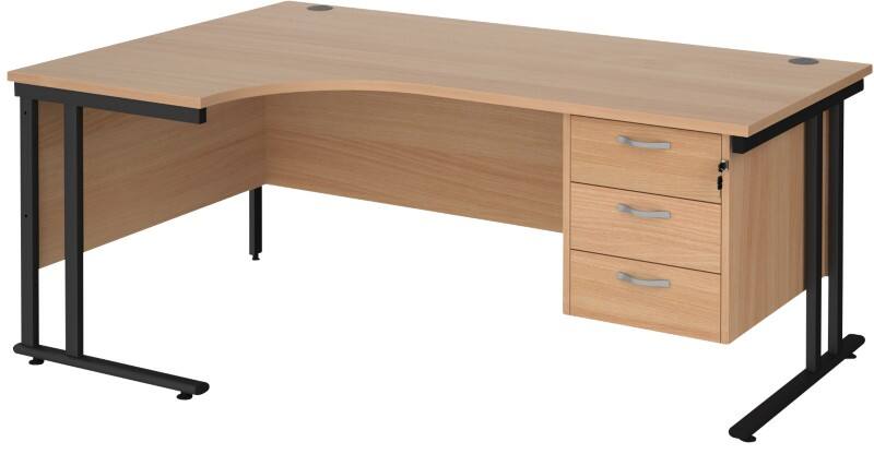 Dams International Left Hand Ergonomic Desk MC18ELP3KB 1,800 x 1,200 x 725 x 800 - 990 mm