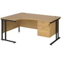 Dams International Left Hand Ergonomic Desk MC16ELP2KO 1,600 x 1,200 x 725 x 800 - 990 mm