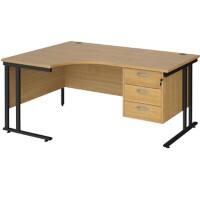 Dams International Left Hand Ergonomic Desk MC16ELP3KO 1,600 x 1,200 x 725 x 800 - 990 mm