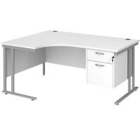 Dams International Left Hand Ergonomic Desk MC16ELP2SWH 1,600 x 1,200 x 725 x 800 - 990 mm