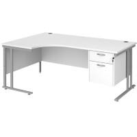 Dams International Left Hand Ergonomic Desk MC18ELP2SWH 1,800 x 1,200 x 725 x 800 - 990 mm