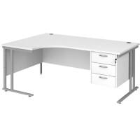 Dams International Left Hand Ergonomic Desk MC18ELP3SWH 1,800 x 1,200 x 725 x 800 - 990 mm