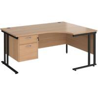 Dams International Right Hand Ergonomic Desk MC16ERP2KB 1,600 x 1,200 x 725 x 800 - 990 mm