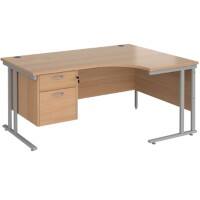 Dams International Right Hand Ergonomic Desk MC16ERP2SB 1,600 x 1,200 x 725 x 800 - 990 mm