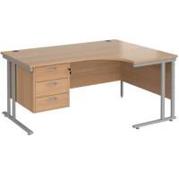 Dams International Right Hand Ergonomic Desk MC16ERP3SB 1,600 x 1,200 x 725 x 800 - 990 mm