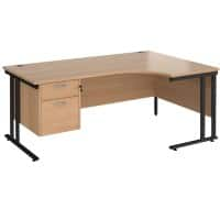 Dams International Right Hand Ergonomic Desk MC18ERP2KB 1,800 x 1,200 x 725 x 800 - 990 mm