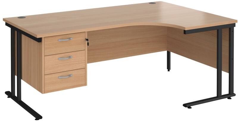 Dams International Right Hand Ergonomic Desk MC18ERP3KB 1,800 x 1,200 x 725 x 800 - 990 mm