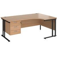 Dams International Right Hand Ergonomic Desk MC18ERP3KB 1,800 x 1,200 x 725 x 800 - 990 mm