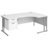 Dams International Right Hand Ergonomic Desk MC18ERP2SWH 1,800 x 1,200 x 725 x 800 - 990 mm