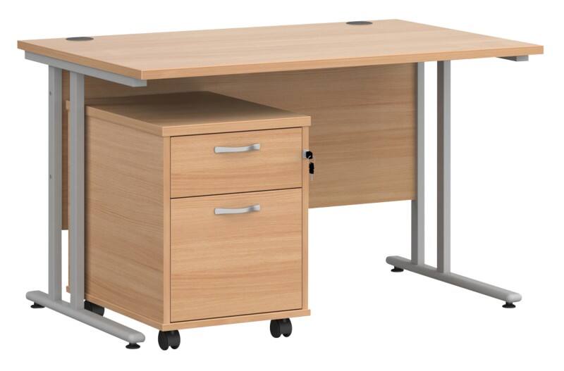 Dams International Straight Desk with 2 Drawer Pedestal SBS212B 1,200 x 800 x 725 mm