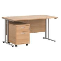 Dams International Straight Desk with 2 Drawer Pedestal SBS214B 1,400 x 800 x 725 mm