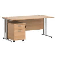 Dams International Straight Desk with 2 Drawer Pedestal SBS216B 1,600 x 800 x 725 mm