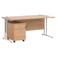 Dams International Straight Desk with 2 Drawer Pedestal SBWH216B 1,600 x 800 x 725 mm