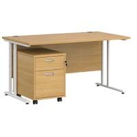 Dams International Straight Desk with 2 Drawer Pedestal SBWH214O 1,400 x 800 x 725 mm