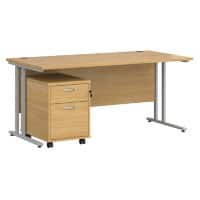 Dams International Straight Desk with 2 Drawer Pedestal SBS216O 1,600 x 800 x 725 mm