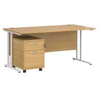 Dams International Straight Desk with 2 Drawer Pedestal SBWH216O 1,600 x 800 x 725 mm