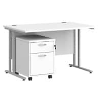 Dams International Straight Desk with 2 Drawer Pedestal SBS212WH 1,200 x 800 x 725 mm