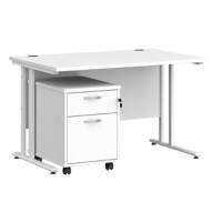 Dams International Straight Desk with 2 Drawer Pedestal SBWH212WH 1,200 x 800 x 725 mm