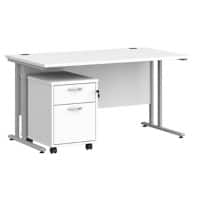 Dams International Straight Desk with 2 Drawer Pedestal SBS214WH 1,400 x 800 x 725 mm