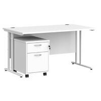 Dams International Straight Desk with 2 Drawer Pedestal SBWH214WH 1,400 x 800 x 725 mm