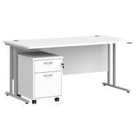 Dams International Straight Desk with 2 Drawer Pedestal SBS216WH 1,600 x 800 x 725 mm