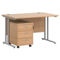 Dams International Straight Desk with 3 Drawer Pedestal SBS312B 1,200 x 800 x 725 mm