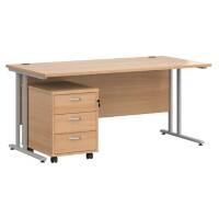 Dams International Straight Desk with 3 Drawer Pedestal SBS316B 1,600 x 800 x 725 mm