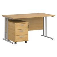 Dams International Straight Desk with 3 Drawer Pedestal SBS314O 1,400 x 800 x 725 mm