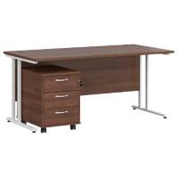 Dams International Straight Desk with 3 Drawer Pedestal SBWH316W 1,600 x 800 x 725 mm