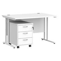 Dams International Straight Desk with 3 Drawer Pedestal SBWH312WH 1,200 x 800 x 725 mm