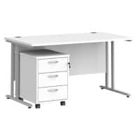 Dams International Straight Desk with 3 Drawer Pedestal SBS314WH 1,400 x 800 x 725 mm