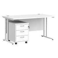 Dams International Straight Desk with 3 Drawer Pedestal SBWH314WH 1,400 x 800 x 725 mm