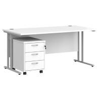 Dams International Straight Desk with 3 Drawer Pedestal SBS316WH 1,600 x 800 x 725 mm