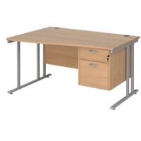 Dams International Wave Desk MC14WLP2SB 1,400 x 725 x 800 - 990 mm