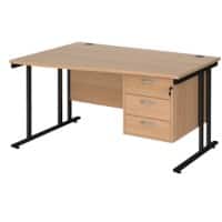 Dams International Wave Desk MC14WLP3KB 1,400 x 725 x 800 - 990 mm