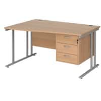 Dams International Wave Desk MC14WLP3SB 1,400 x 725 x 800 - 990 mm