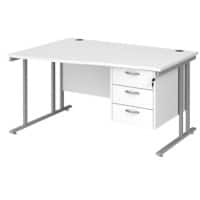 Dams International Wave Desk MC14WLP3SWH 1,400 x 725 x 800 - 990 mm