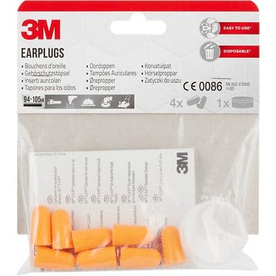 3M Ear Plugs Orange Pack of 4