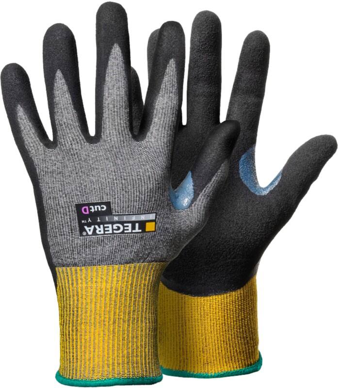 TEGERA Infinity Handling Gloves Nitrile Foam Non-Powdered Extra Large (XL) Grey, Yellow 6 Pairs