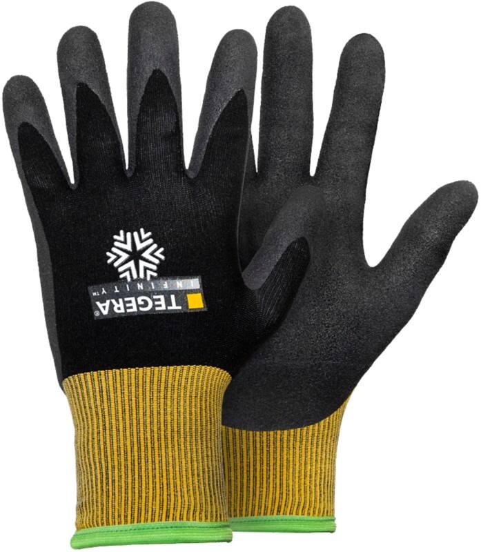 TEGERA Infinity Non-Disposable Handling Gloves Nitrile Foam Size 8 Black, Yellow 6 Pairs