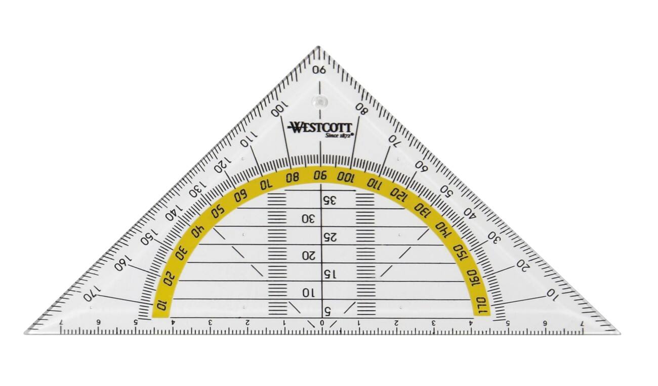 Westcott Triangular Protractor E-10130 00 Transparent 12.01 x 0.2 x 17. ...