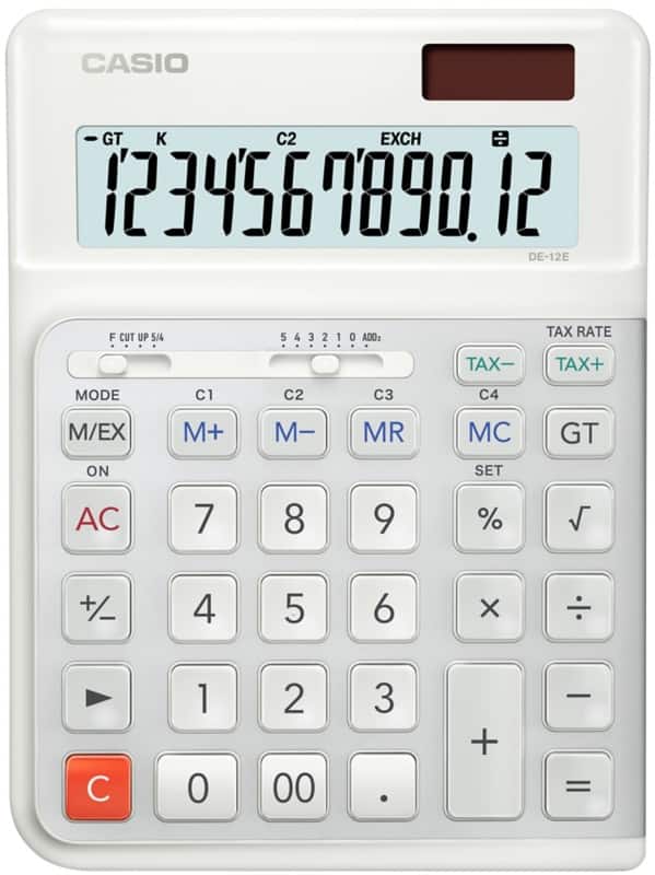 Casio Desktop Calculator DE-12E-WE 12 Digit Display White
