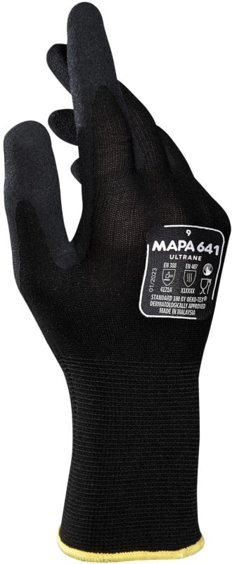 Mapa Professional Ultrane 641 Handling Gloves Nitrile Non-Powdered Large (L) Black 2 Gloves 