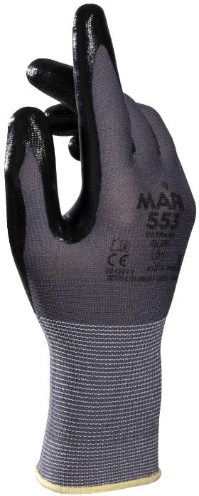 Mapa Professional Ultrane 553 Non-Disposable Handling Gloves Nitrile Size 10 Grey