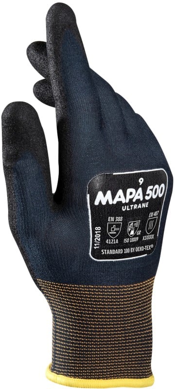 Mapa Professional Ultrane 500 Handling Gloves Nitrile Non-Powdered Medium (M) Black 2 Gloves 