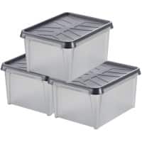SmartStore Storage Boxes Plastic Grey 40 (W) x 50 (D) x 37 (H) cm Pack of 3