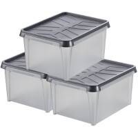 SmartStore Storage Boxes Plastic Grey 40 (W) x 50 (D) x 37 (H) cm Pack of 3