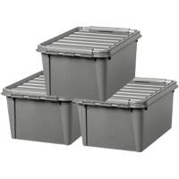 SmartStore Storage Boxes Plastic Grey 39 (W) x 50 (D) x 34 (H) cm Pack of 3